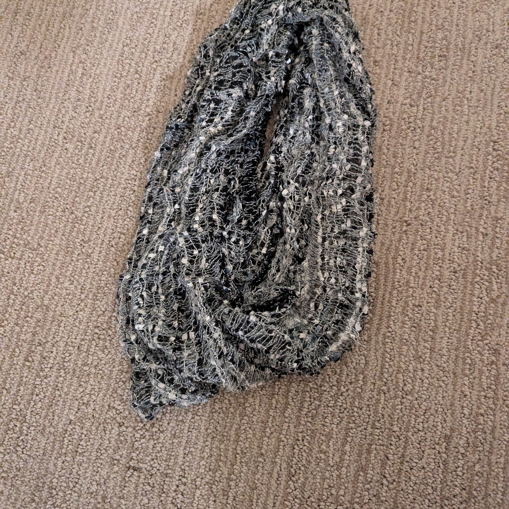 Charming Charlie Black and Gray Textured Scarf